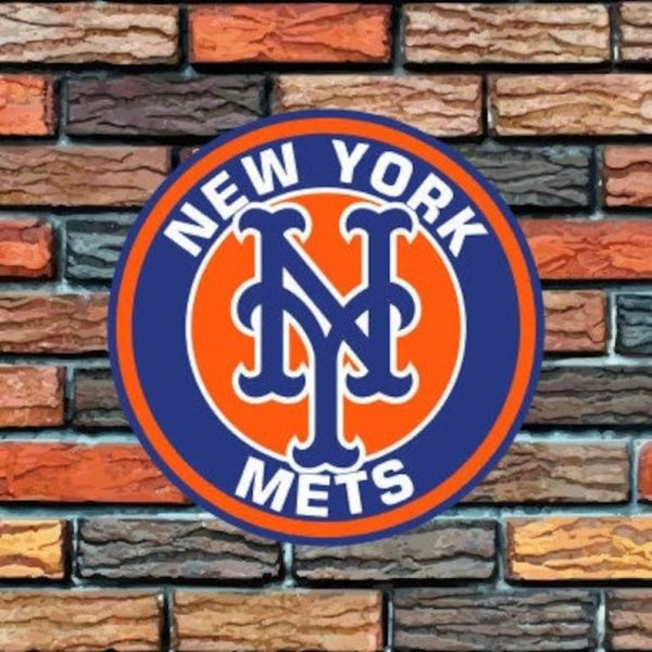 New York Mets Logo Round Metal Sign Baseball Signs Gift for Fans