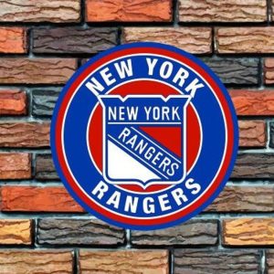 New York Rangers Logo Round Metal Sign Ice Hockey Signs Gift for Fans