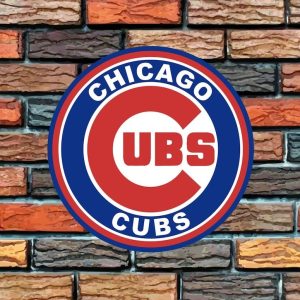 Chicago Cubs Logo Round Metal Sign Baseball Signs Gift for Fans