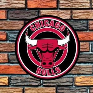 Chicago Bulls Logo Round Metal Sign Basketball Signs Gift for Fans