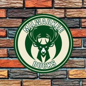 Milwaukee Bucks Logo Round Metal Sign Basketball Signs Gift for Fans