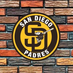 San Diego Padres Logo Round Metal Sign Baseball Signs Gift for Fans