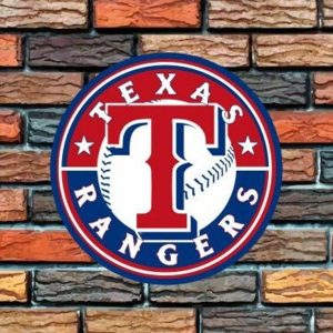 Texas Rangers Logo Round Metal Sign Baseball Signs Gift for Fans