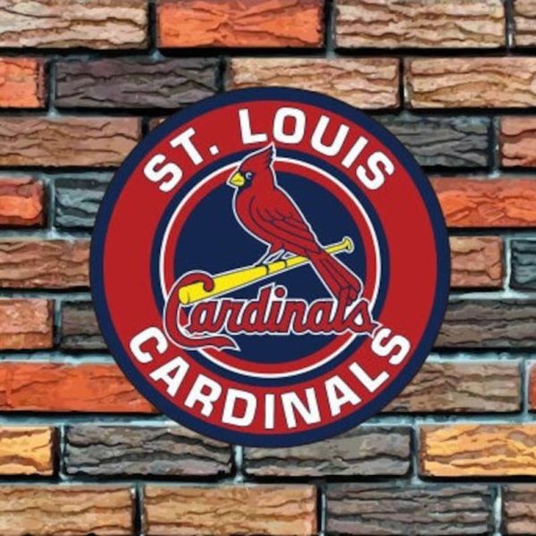 St Louis Cardinals Logo Round Metal Sign Baseball Signs Gift for Fans