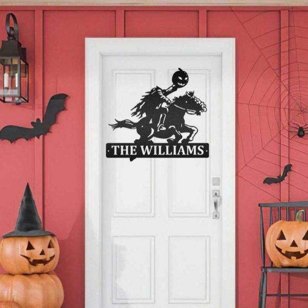 Personalized Horror Headless Horeseman Metal Sign Halloween Decoration for Home