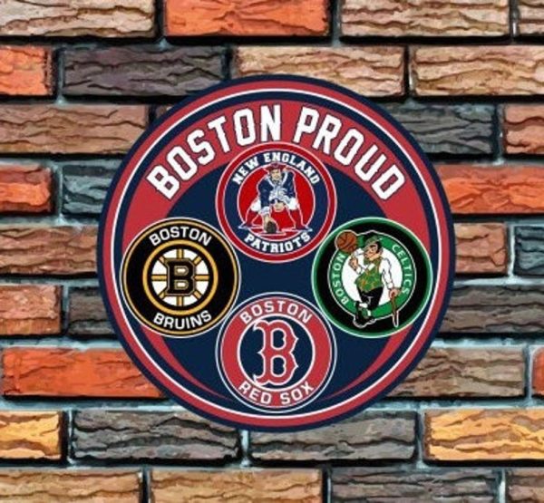 Boston Athletics Proud Round Metal Sign Football Baseball Basketball Ice Hockey Signs Gift for Fans