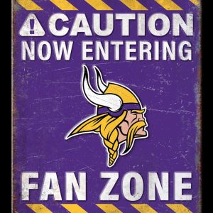 Minesota Vikings Caution Now Entering Fan Zone Classic Metal Sign Football Signs Gift for Fans