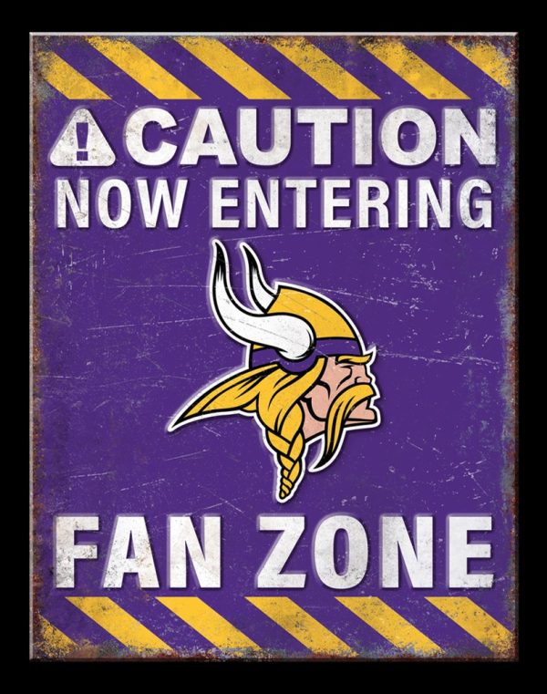 Minesota Vikings Caution Now Entering Fan Zone Classic Metal Sign Football Signs Gift for Fans
