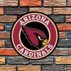 DINOZOZO Arizona Cardinals Logo Round Metal Sign Football Signs Gift for Fans Custom Metal Signs