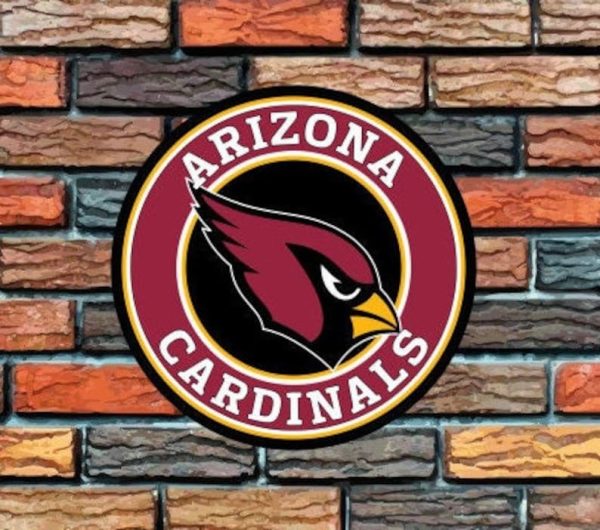 DINOZOZO Arizona Cardinals Logo Round Metal Sign Football Signs Gift for Fans Custom Metal Signs