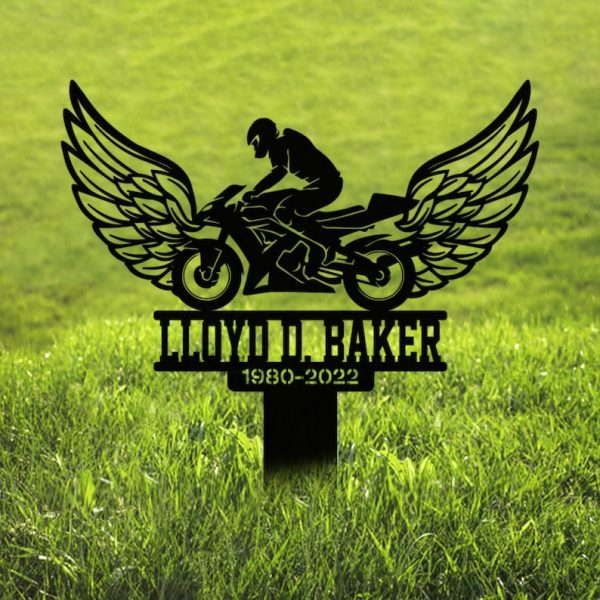 Motobike With Wings Biker Grave Marker Metal Garden Stakes Motobike Rider  Memorial Gifts Sympathy Gifts for Loss of Loved One