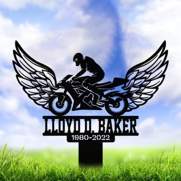 Motobike With Wings Biker Grave Marker Metal Garden Stakes Motobike Rider  Memorial Gifts Sympathy Gifts for Loss of Loved One