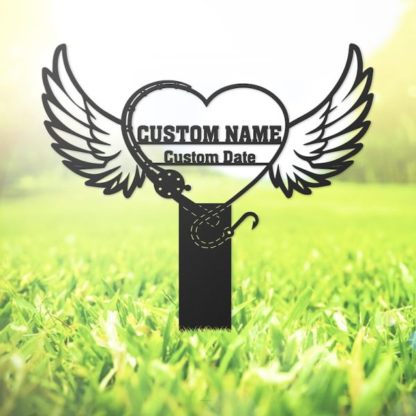 Fishing Pole Grave Marker Metal Garden Stakes Fishing Lover Dad Memorial Gifts Sympathy Gifts for Loss of Loved One