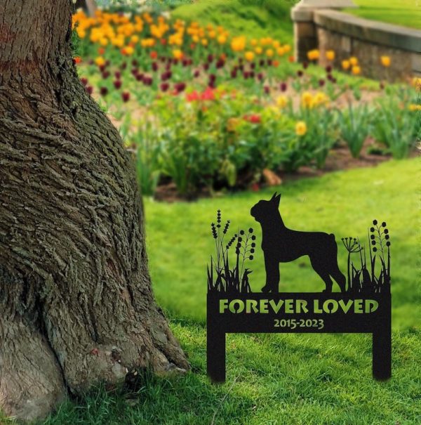 Boston Terrier Memorial Stake Custom Metal Sign