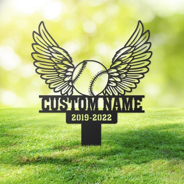 Baseball Grave Marker Metal Garden Stakes Baseball Player Memorial Gifts Sympathy Gifts for Loss of Loved One