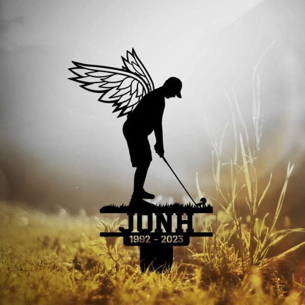 Golfer With Wings Golfer Grave Marker Metal Garden Stakes Golfer Memorial Gifts Sympathy Gifts for Loss of Loved One