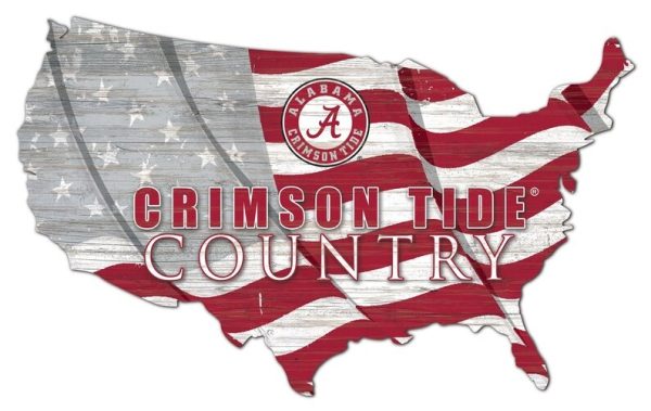 Alabama Crimson Tide USA Country Flag Metal Sign University of Alabama Athletics Signs Gift for Fans Custom Metal Signs