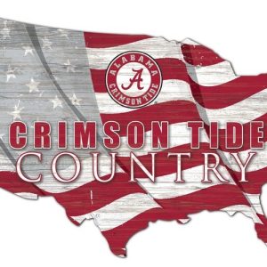 DINOZOZO Alabama Crimson Tide USA Country Flag Team Metal Sign University of Alabama Athletics Signs Gift for Fans Custom Metal Signs