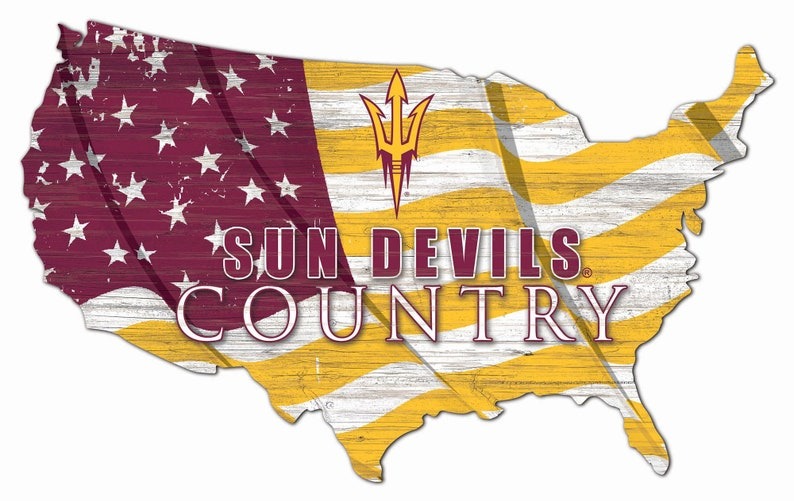 Arizona State Sun Devils USA Country Flag Metal Sign Arizona State University Athletics Signs Gift for Fans Custom Metal Signs