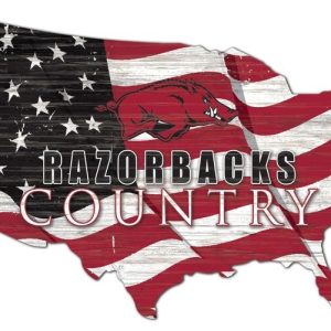 Arkansas Razorbacks USA Country Flag Metal Sign University Of Arkansas Signs Gift for Fans Custom Metal Signs