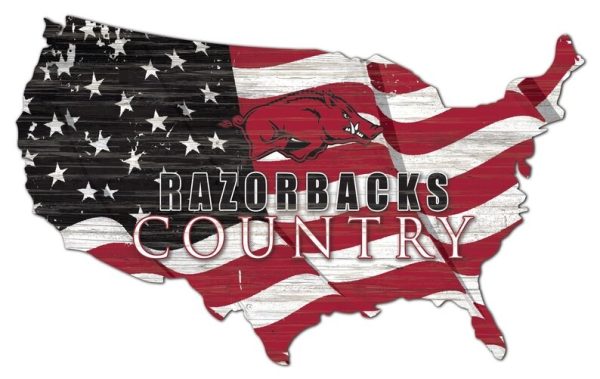 Arkansas Razorbacks USA Country Flag Metal Sign University Of Arkansas Signs Gift for Fans Custom Metal Signs
