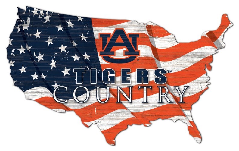 Auburn Tigers USA Country Flag Metal Sign Auburn University Signs Gift for Fans Custom Metal Signs