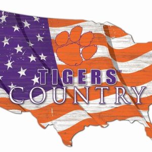 Clemson Tigers USA Country Flag Metal Sign Clemson University Athletics Signs Gift for Fans Custom Metal Signs