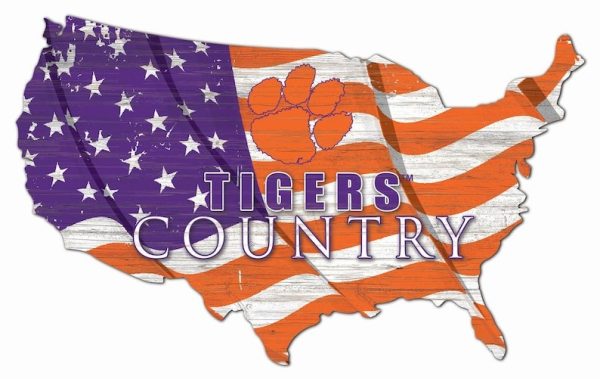 Clemson Tigers USA Country Flag Metal Sign Clemson University Athletics Signs Gift for Fans Custom Metal Signs