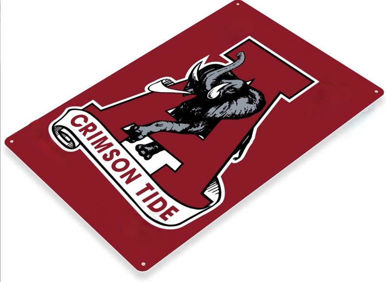 DINOZOZO Alabama Crimson Tide Tin Sign University of Alabama NCAA College Football Gift for Fans Custom Metal Signs