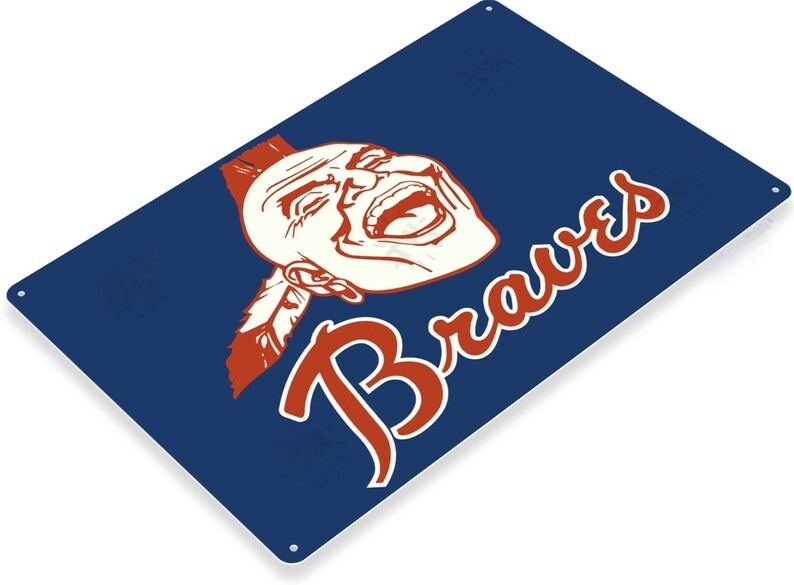 DINOZOZO Atlanta Braves Tin Sign MLB Baseball National League Gift for Fans Custom Metal Signs