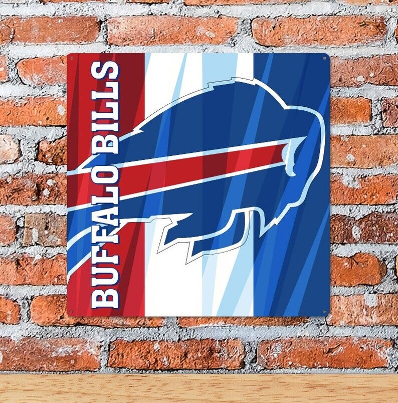 DINOZOZO Buffalo Bills Football Metal Sign Gift for Fans Man Cave Decor Custom Metal Signs