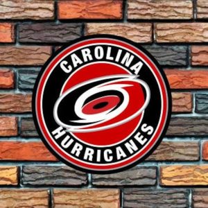 DINOZOZO Carolina Hurricanes Logo Round Metal Sign Ice Hockey Signs Gift for Fans Custom Metal Signs