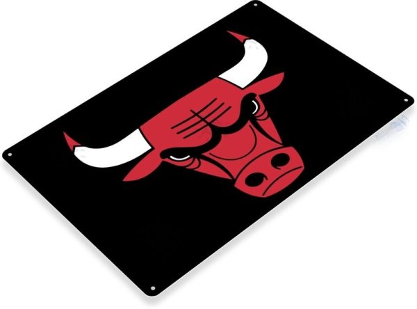 DINOZOZO Chicago Bulls Logo Tin Metal Sign NBA Basketball Signs Gift for Fans Custom Metal Signs