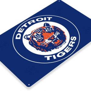 DINOZOZO Detroit Tigers Retro Tin Sign Baseball Signs Gift for Fans Custom Metal Signs