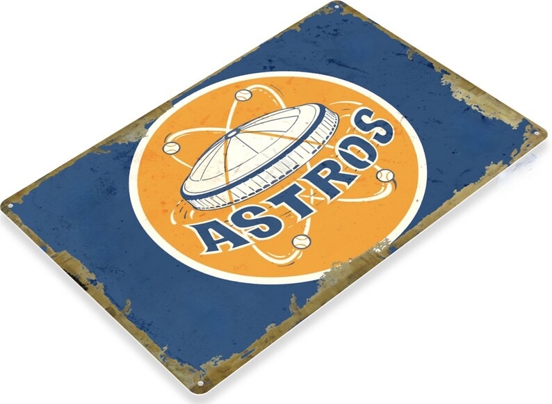 DINOZOZO Houston Astros Tin Sign Baseball Gift for Fans V3 Custom Metal Signs