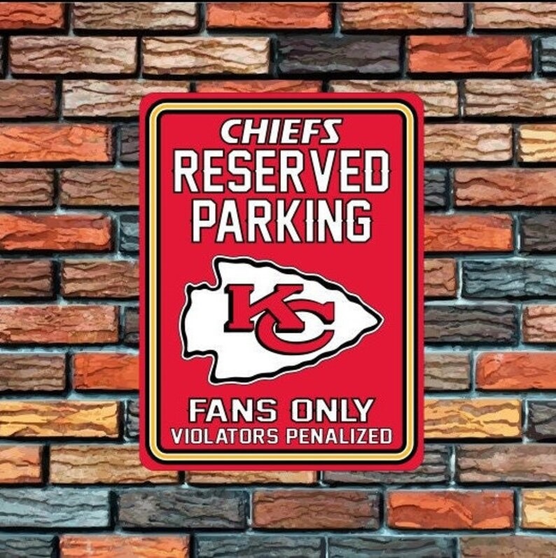 DINOZOZO Kansas City Chiefs Aluminum Parking Sign Football Signs Gift for Fans Custom Metal Signs