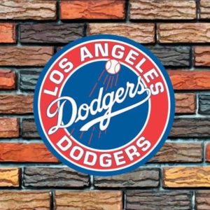 DINOZOZO Los Angeles Dodgers Logo Round Metal Sign Baseball Signs Gift for Fans Custom Metal Signs