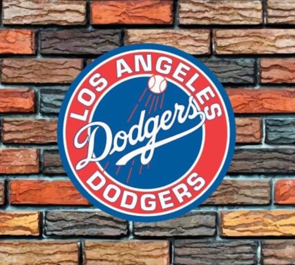 DINOZOZO Los Angeles Dodgers Logo Round Metal Sign Baseball Signs Gift for Fans Custom Metal Signs
