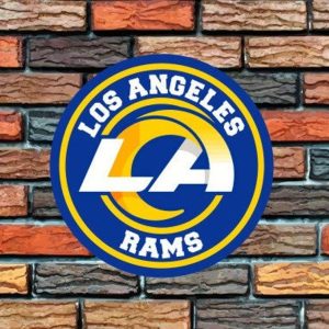 DINOZOZO Los Angeles Rams Logo Round Metal Sign Football Signs Gift for Fans Custom Metal Signs