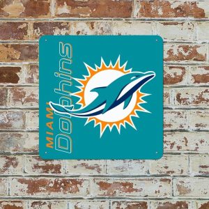 DINOZOZO Miami Dolphins Football Metal Sign Gift for Fans Man Cave Decor Custom Metal Signs