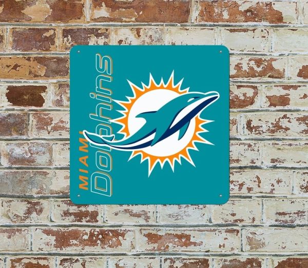 DINOZOZO Miami Dolphins Football Metal Sign Gift for Fans Man Cave Decor Custom Metal Signs