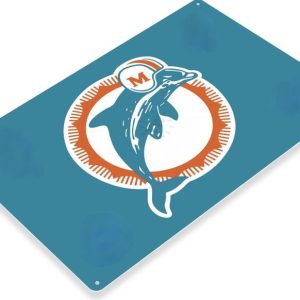 DINOZOZO Miami Dolphins Tin Sign NFL Football Gift for Fans Custom Metal Signs