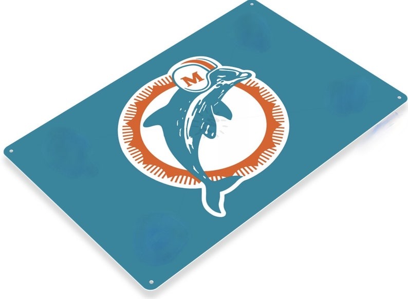 DINOZOZO Miami Dolphins Tin Sign NFL Football Gift for Fans Custom Metal Signs
