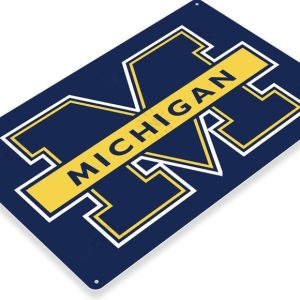 DINOZOZO Michigan Tin Sign Wolverines Basketball NCAA Tournament Football Baseball Gift for Fans Custom Metal Signs