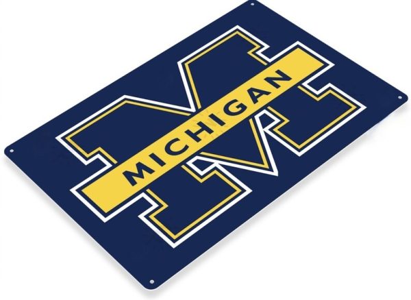DINOZOZO Michigan Tin Sign Wolverines Basketball NCAA Tournament Football Baseball Gift for Fans Custom Metal Signs