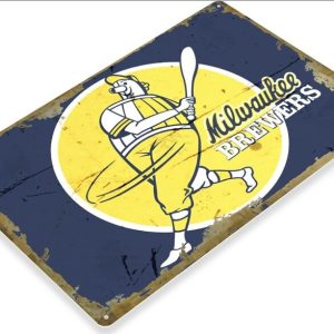 DINOZOZO Milwaukee Brewers Tin Sign baseball MLB Gift for Fans Custom Metal Signs