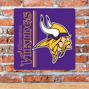 DINOZOZO Minnesota Vikings Football Metal Sign Gift for Fans Man Cave Decor Custom Metal Signs