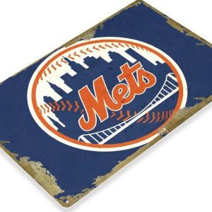 DINOZOZO New York Mets Tin Sign Baseball MLB Gift for Fans Custom Metal Signs