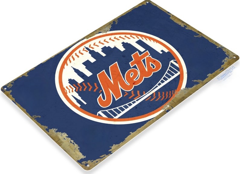 MLB New York Mets Baseball Concession Metal Sign Panel