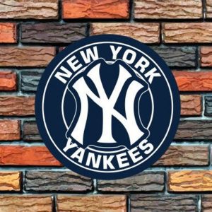 DINOZOZO New York Yankees Logo Round Metal Sign Baseball Signs Gift for Fans Custom Metal Signs 1